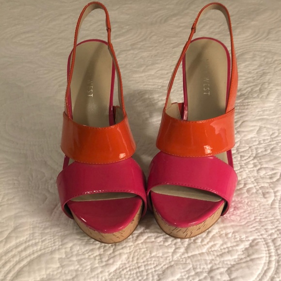 nine west orange heels